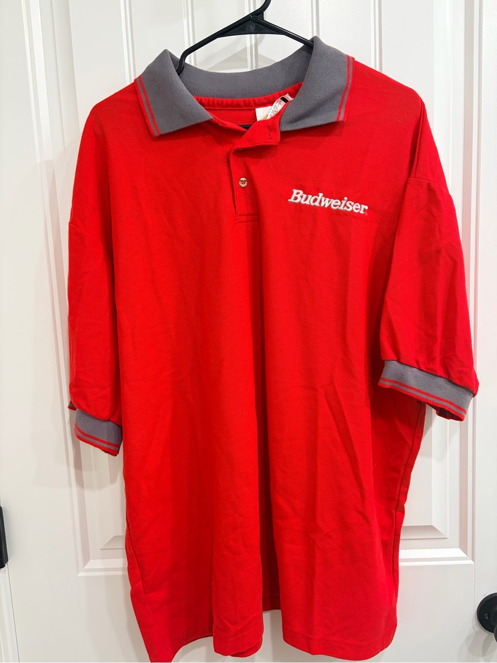 Budweiser Red Polo with Gray Contrast Collar